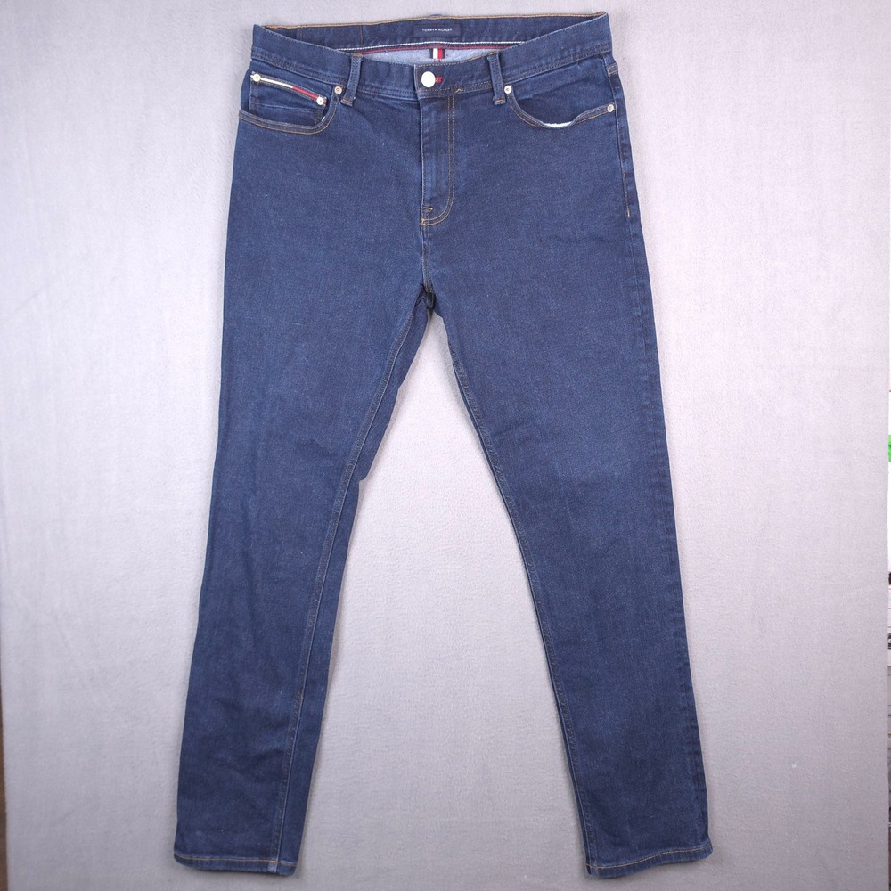 Tommy Hilfiger Jeans Slim Fit Dark Wash Blue 36x34 Cotton Blend Stretch Casual